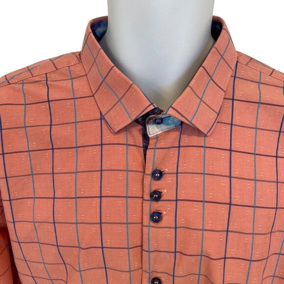 Au Noir Mens Long Sleeve Pink Plaid Button-Up Shirt size 6/2XL cotton pink blue - Picture 3 of 16